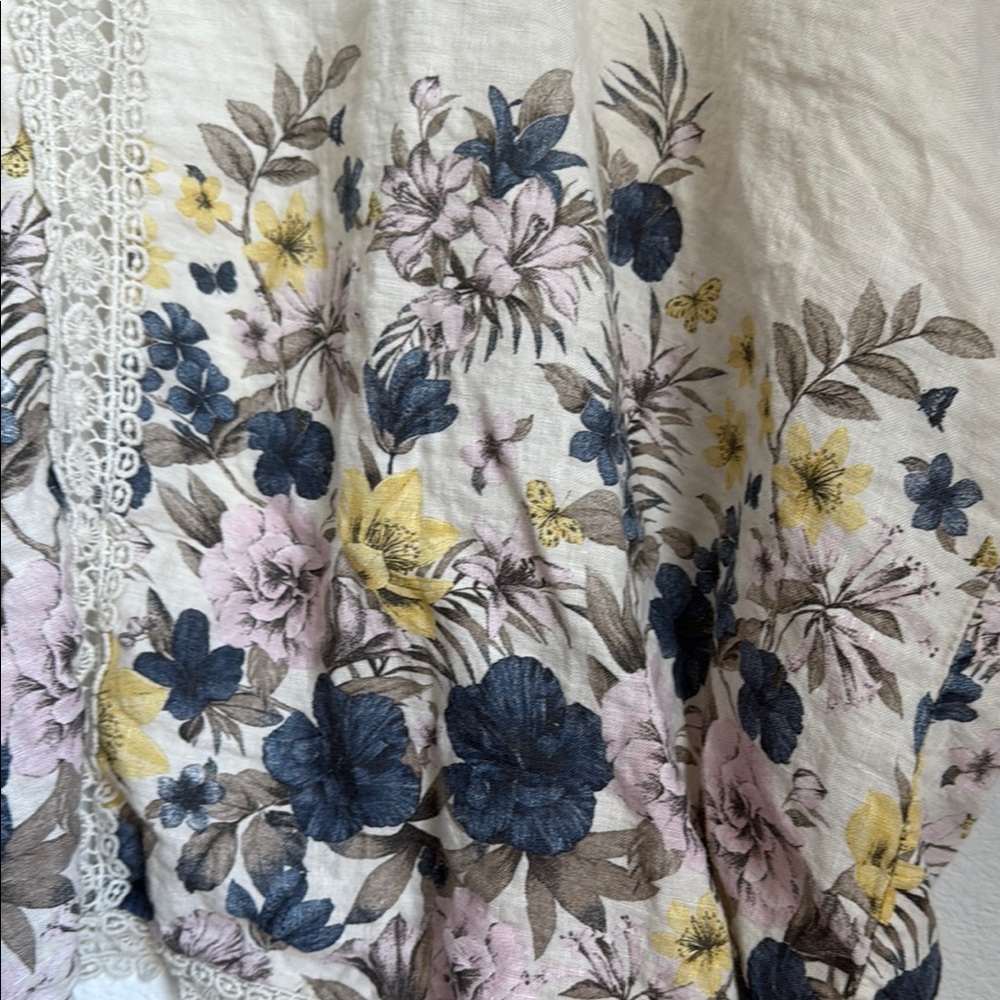 Cream and Blue Floral Embroidered Cardigan Sweater - Picture 10 of 16